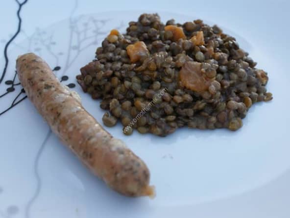 Saucisses chipolatas aux lentilles au thermomix facile et rapide
