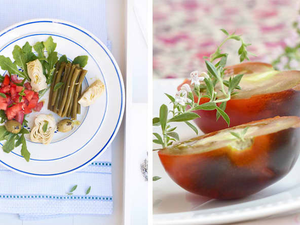 Salade italienne, haricots verts, artichauts