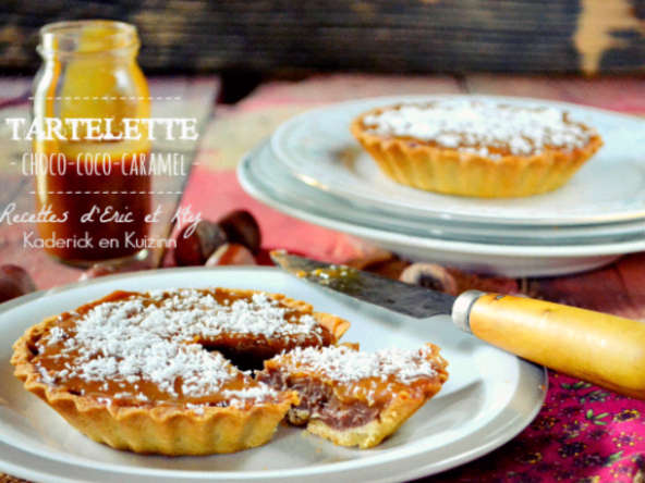 Tartelette chocolat noix de coco au caramel ou au café noisette