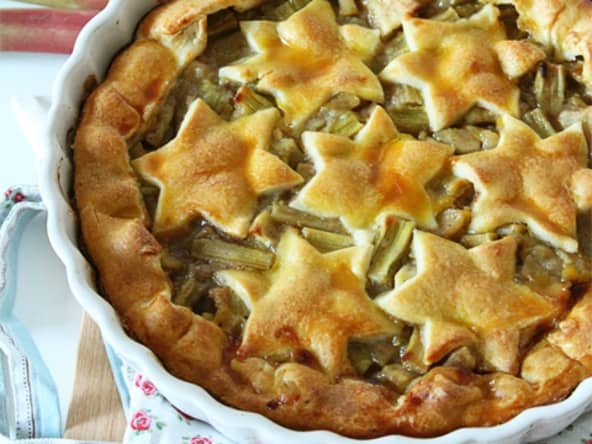 Tarte à la rhubarbe et aux pommes