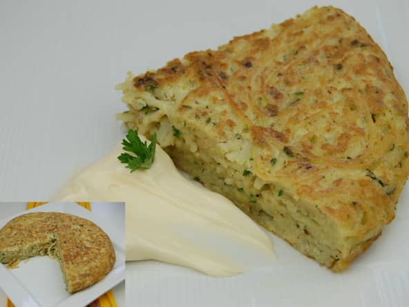 Omelette spaghetti sardine