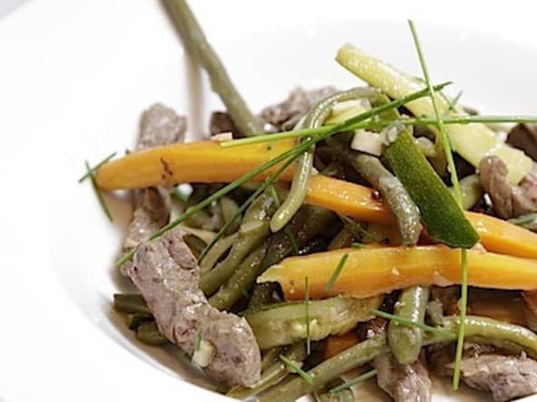 Rumsteck en salade de légumes croquants