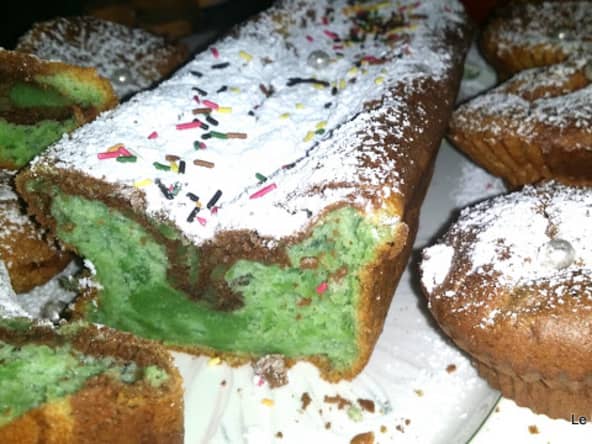 Cake marbré menthe chocolat