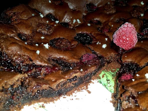 Brownie aux framboises et au gros sel marin