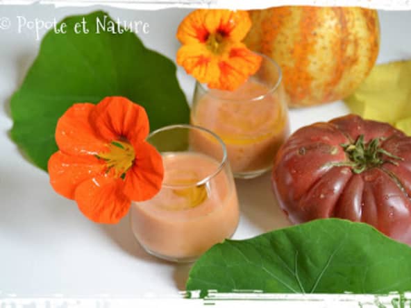 Gaspacho de concombre citron à la tomate noire de Crimée et au Tabasco vert