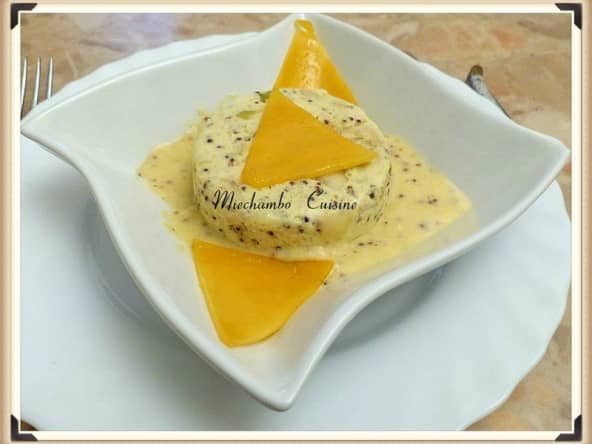 Flan de poireaux à la moutarde ancienne, crème au cheddar