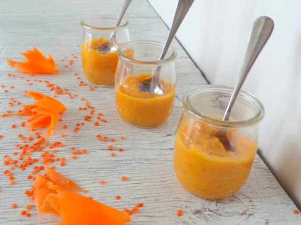Purée de carottes et lentilles corail