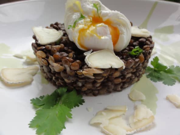Risotto Lyonnais aux lentilles vertes et oeuf poché