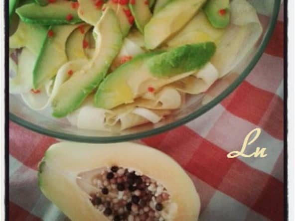 Salade de papaye verte et avocat au piment