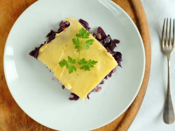 Parmentier de chou rouge et pommes de terre
