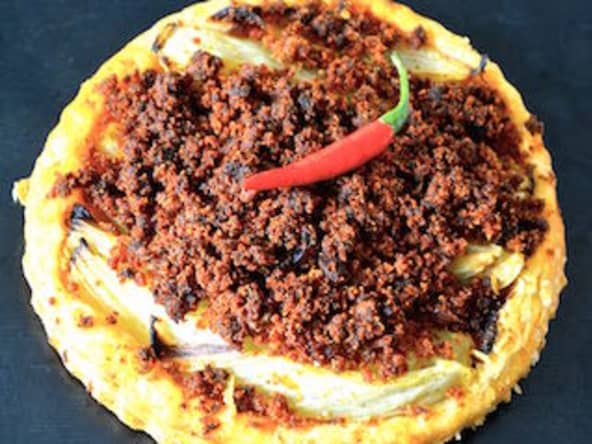 Tarte fine de fenouil à l'orange et crumble de chorizo