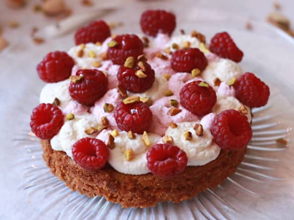 Tarte pistaches et framboises sur une base de Fantastik