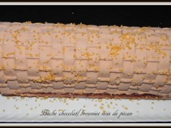 Bûche de noël chocolat, brownies noix de pécan