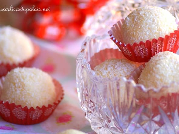 Truffes boules de neige chocolat blanc et noix de coco