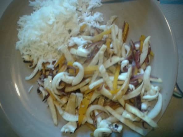 Seiche sautée aux légumes d’hiver : céleri, butternut, radis noir