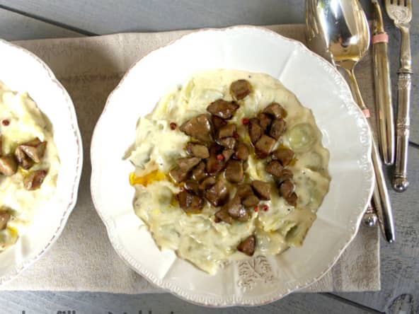 Ravioles de Romans au foie gras