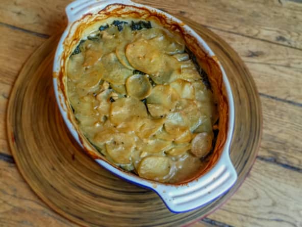 Gratin végan de kale et pommes de terre