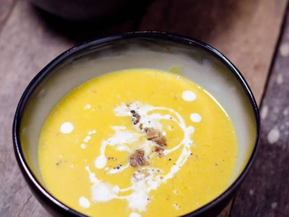 Velouté de potimarron et châtaignes