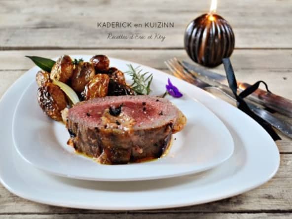 Roti de boeuf farci au foie gras de canard et trompettes de la mort, parfait pour les fêtes