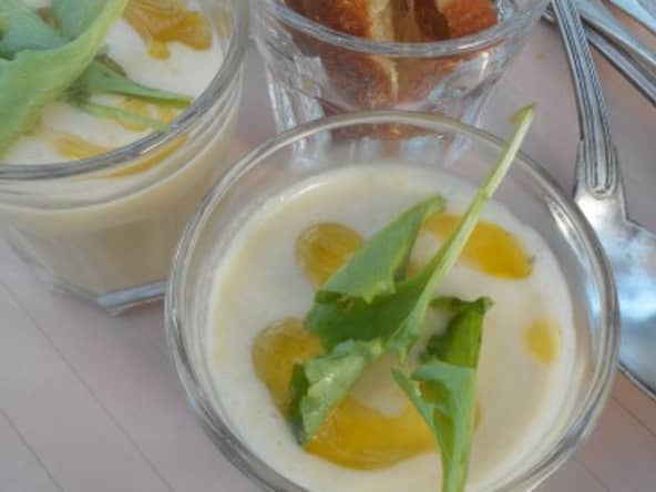 Gaspacho de haricots tarbais à l’huile de mandarine