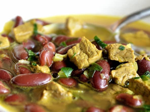 Soupe de boeuf, haricots rouges et cumin