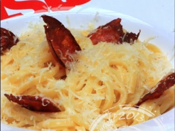 Linguine à la carborana revisitée à l'espagnole