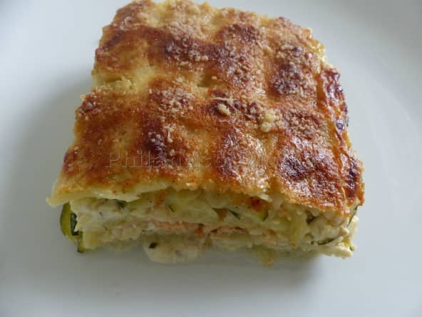 Lasagnes de ravioles aux courgettes et au saumon