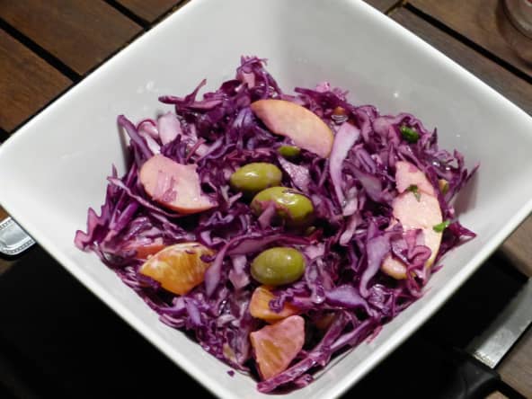 Salade de chou rouge, clémentine et pomme