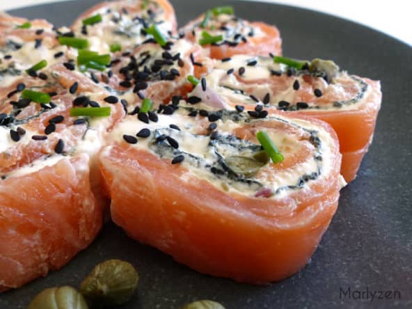 Saumon fumé à l'algue et au fromage frais