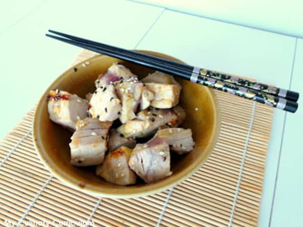 Thon rouge snacké à l'orange et au miel