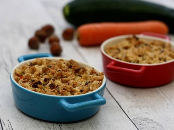 Gratin de légumes en crumble de noisettes