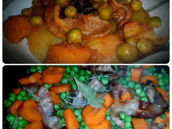 Petits pois carottes à la sauce tomates