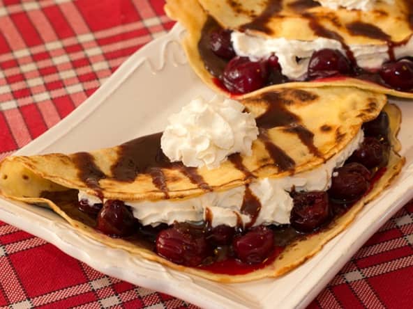 Crêpes façon forêt-noire aux griottes