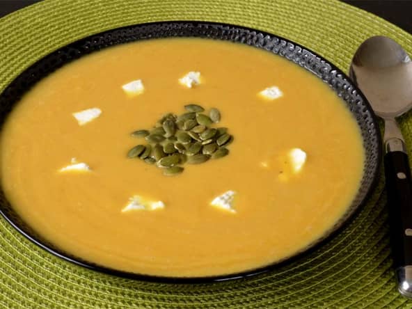 Velouté de patate douce au fromage de chèvre