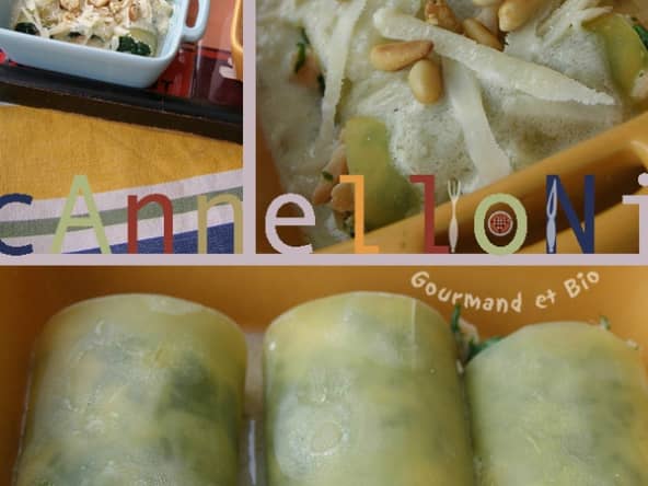 Cannelloni aux épinards et au saumon, sauce échalotes