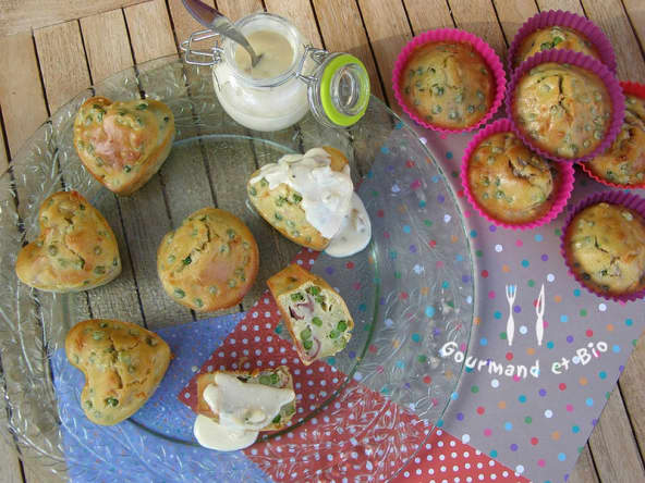 Muffins aux Petits Pois avec crème de Parmesan