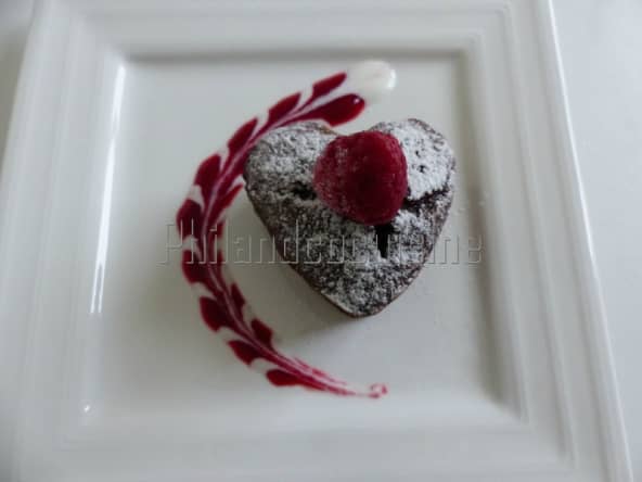 Cœur fondant chocolat framboise à la compote de pomme