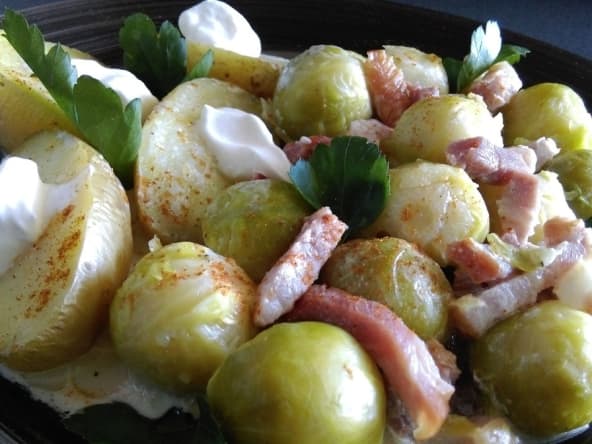 Choux de Bruxelles et lardons au multicuiseur Philips