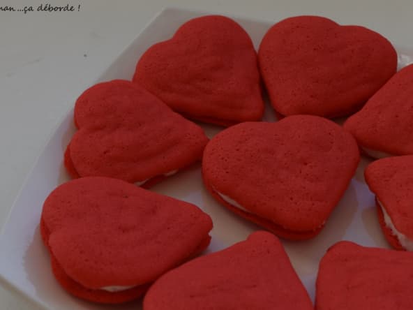 Whoopies Coeur fraise et vanille pour dire "je t'aime"