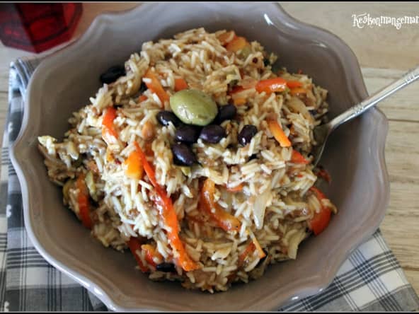 Riz Pilaf végétalien aux olives