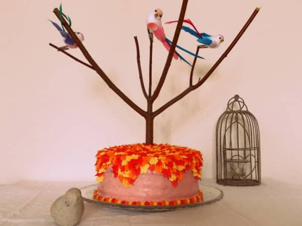 Layer cake aux oiseaux fraise citron