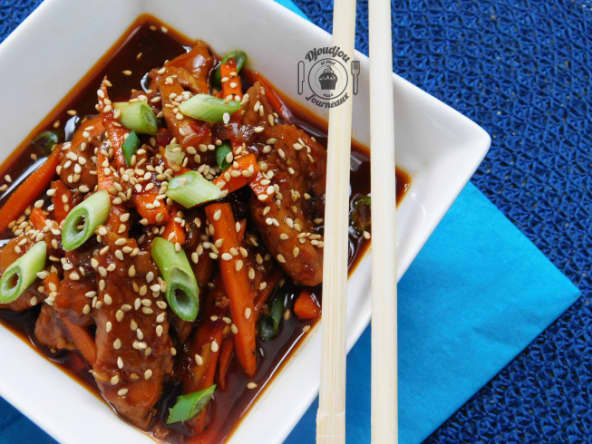 Émincés sucrés salés de poulet au miel et sésame