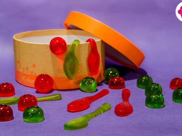 Bonbons maison type nounours ou vers de terre - parfums fraise et pomme