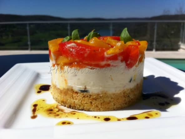 Crumble inversé au chèvre et aux poivrons