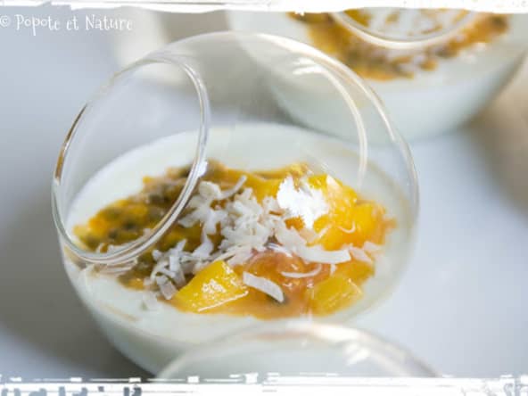Verrines légères à la mangue, aux fruits de la passion et au fromage blanc