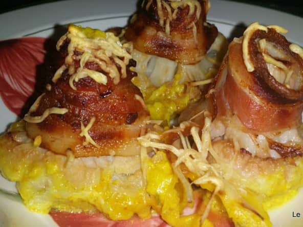 Gratin de chou-fleur au curry et lard fumé