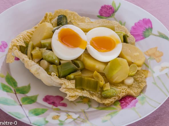 Salade de pomme de terre et poireaux aux oeufs