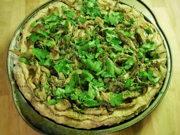 Pizza crémeuse aux champignons