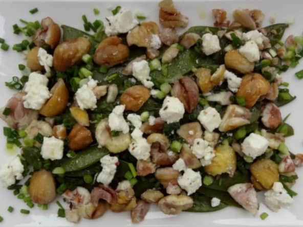 Salade de pois gourmands aux châtaignes