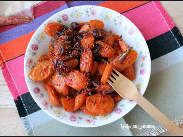 Carottes glacées au miel et au pan masala